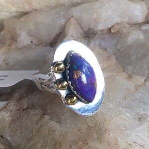 PURPLE MOHAVE TURQUOISE 925 sterling two tone ring